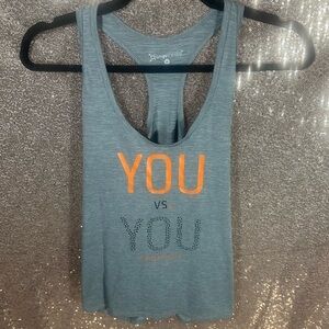 OTF OrangeTheory You VS You Stretch Racer Back Tank Top Gray